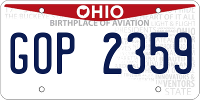 OH license plate GOP2359
