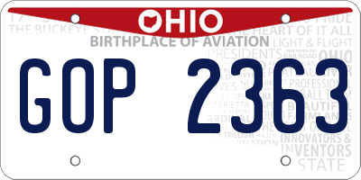 OH license plate GOP2363