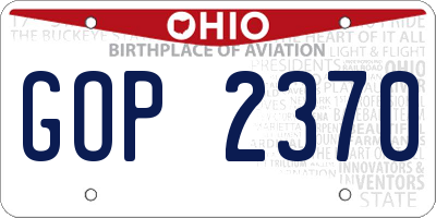 OH license plate GOP2370