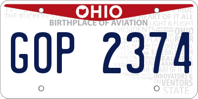 OH license plate GOP2374