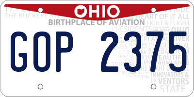 OH license plate GOP2375