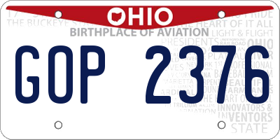 OH license plate GOP2376