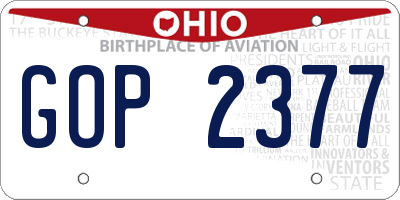 OH license plate GOP2377