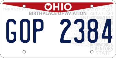 OH license plate GOP2384