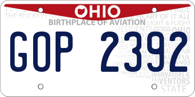OH license plate GOP2392