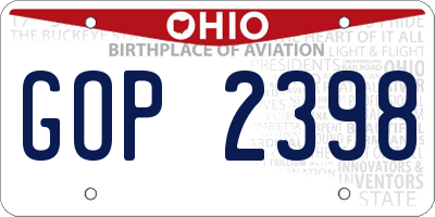 OH license plate GOP2398