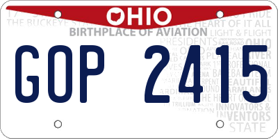 OH license plate GOP2415