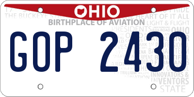 OH license plate GOP2430