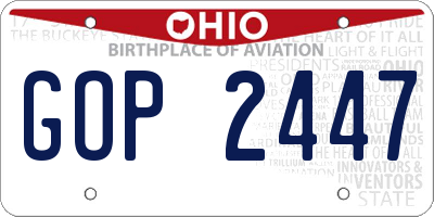 OH license plate GOP2447