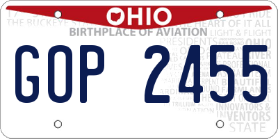 OH license plate GOP2455