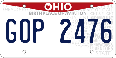 OH license plate GOP2476