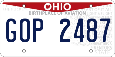 OH license plate GOP2487