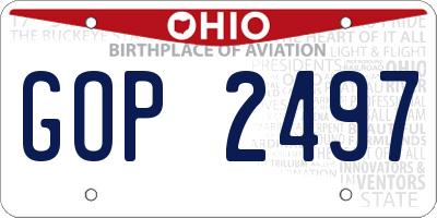OH license plate GOP2497