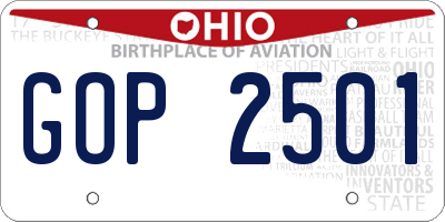 OH license plate GOP2501