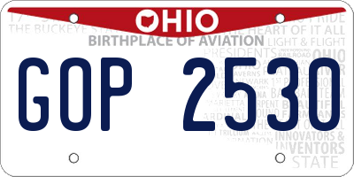 OH license plate GOP2530