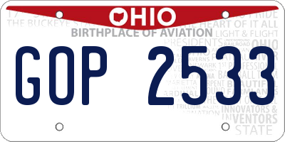 OH license plate GOP2533