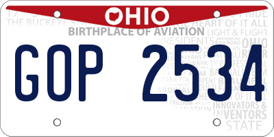 OH license plate GOP2534