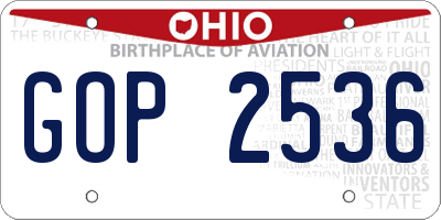 OH license plate GOP2536