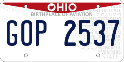 OH license plate GOP2537