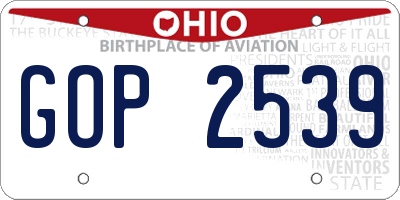 OH license plate GOP2539