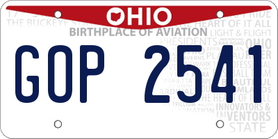 OH license plate GOP2541