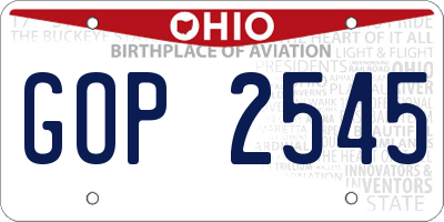 OH license plate GOP2545
