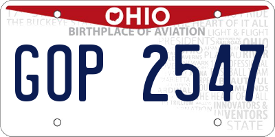 OH license plate GOP2547