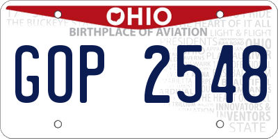OH license plate GOP2548