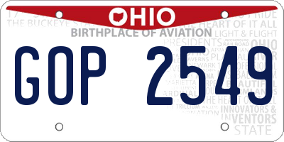 OH license plate GOP2549
