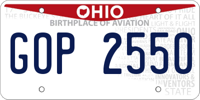 OH license plate GOP2550