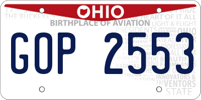 OH license plate GOP2553