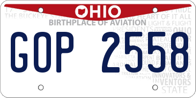 OH license plate GOP2558