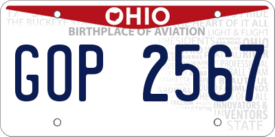 OH license plate GOP2567