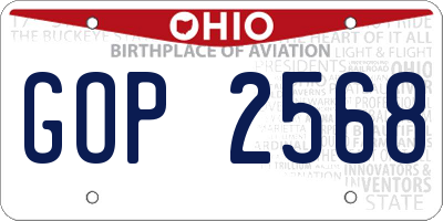 OH license plate GOP2568