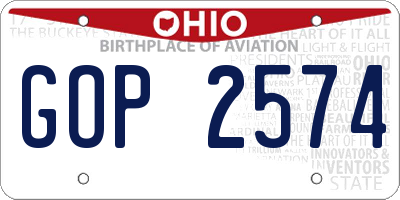 OH license plate GOP2574