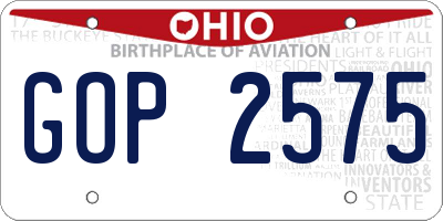 OH license plate GOP2575