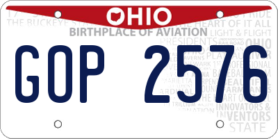 OH license plate GOP2576