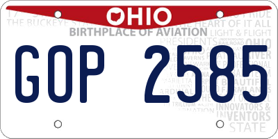 OH license plate GOP2585