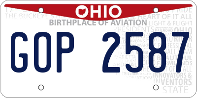 OH license plate GOP2587