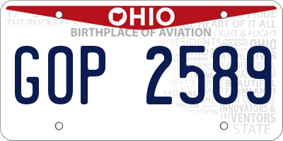 OH license plate GOP2589