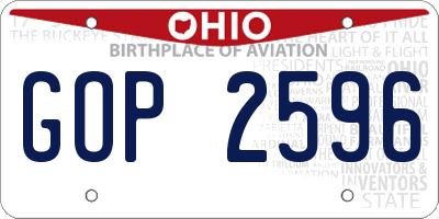 OH license plate GOP2596