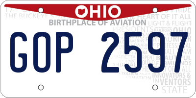 OH license plate GOP2597
