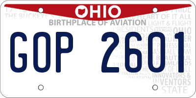 OH license plate GOP2601