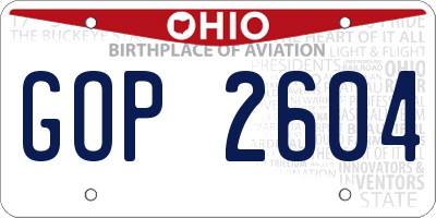 OH license plate GOP2604