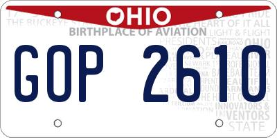 OH license plate GOP2610
