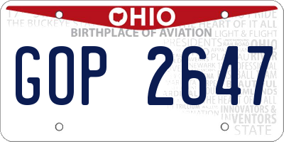 OH license plate GOP2647