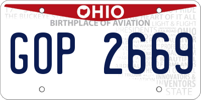 OH license plate GOP2669