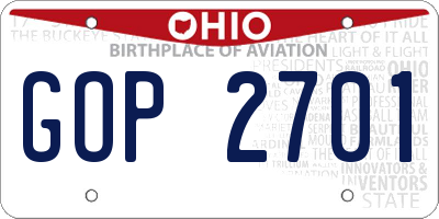 OH license plate GOP2701