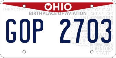 OH license plate GOP2703