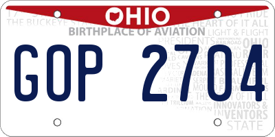 OH license plate GOP2704